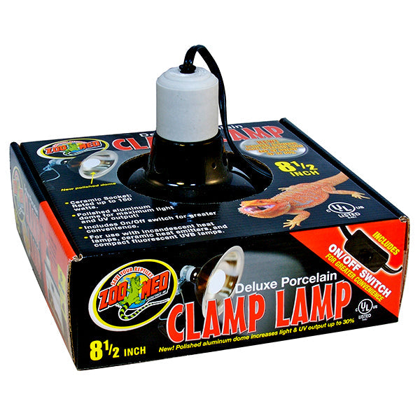 Deluxe Porcelain & Aluminium Clamp Lamp Fixture with On/Off Switch Black
